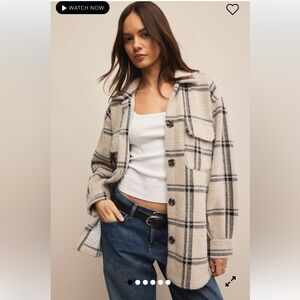 Z Supply Plaid Tucker Shirt Jacket Button-Up Women's Coat